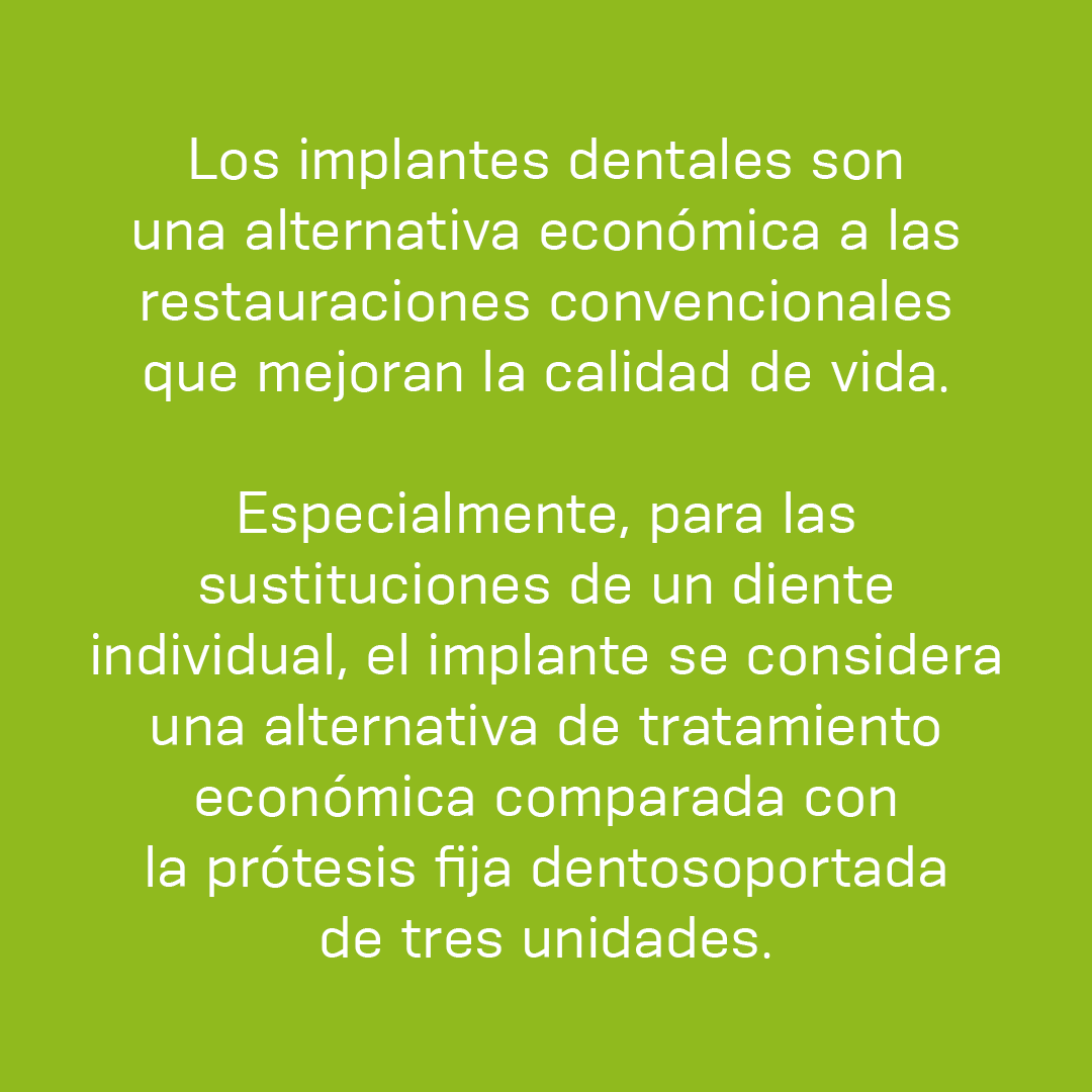 Comparativa de costes entre implante dental y puente convencional a siete años